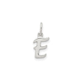 Sterling Silver Letter E Pendant, Cursive Initial Charm with Polished Finish