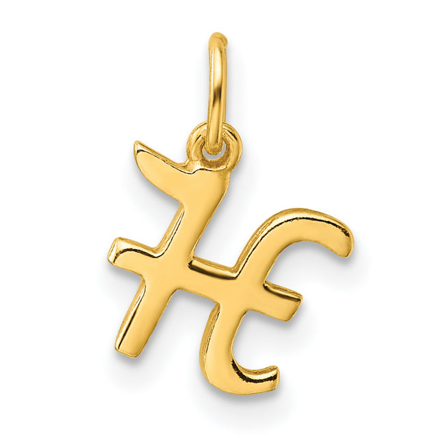 Polished Letter H Initial Charm Pendant in Real 925 Sterling SIlver