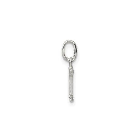 Sterling Silver Letter I Pendant, Polished Block Initial Charm, Minimalist Monogram Design