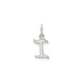 Sterling Silver Letter I Pendant, Polished Block Initial Charm, Minimalist Monogram Design