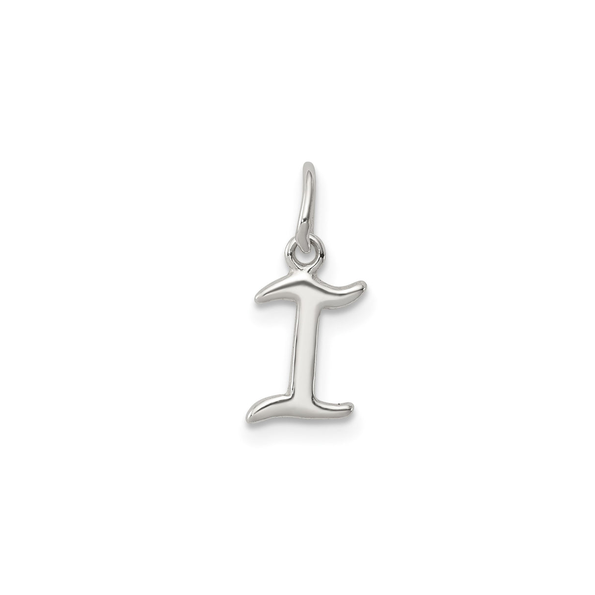 Sterling Silver Letter I Pendant, Polished Block Initial Charm, Minimalist Monogram Design