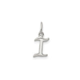 Sterling Silver Letter I Pendant, Polished Block Initial Charm, Minimalist Monogram Design