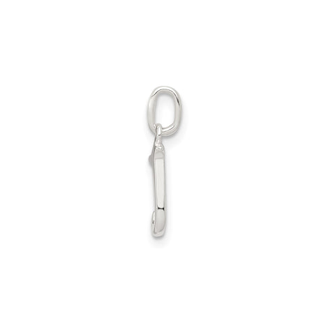 Sterling Silver J Pendant Charm, Polished Alphabet Initial Jewelry for Women or Unisex