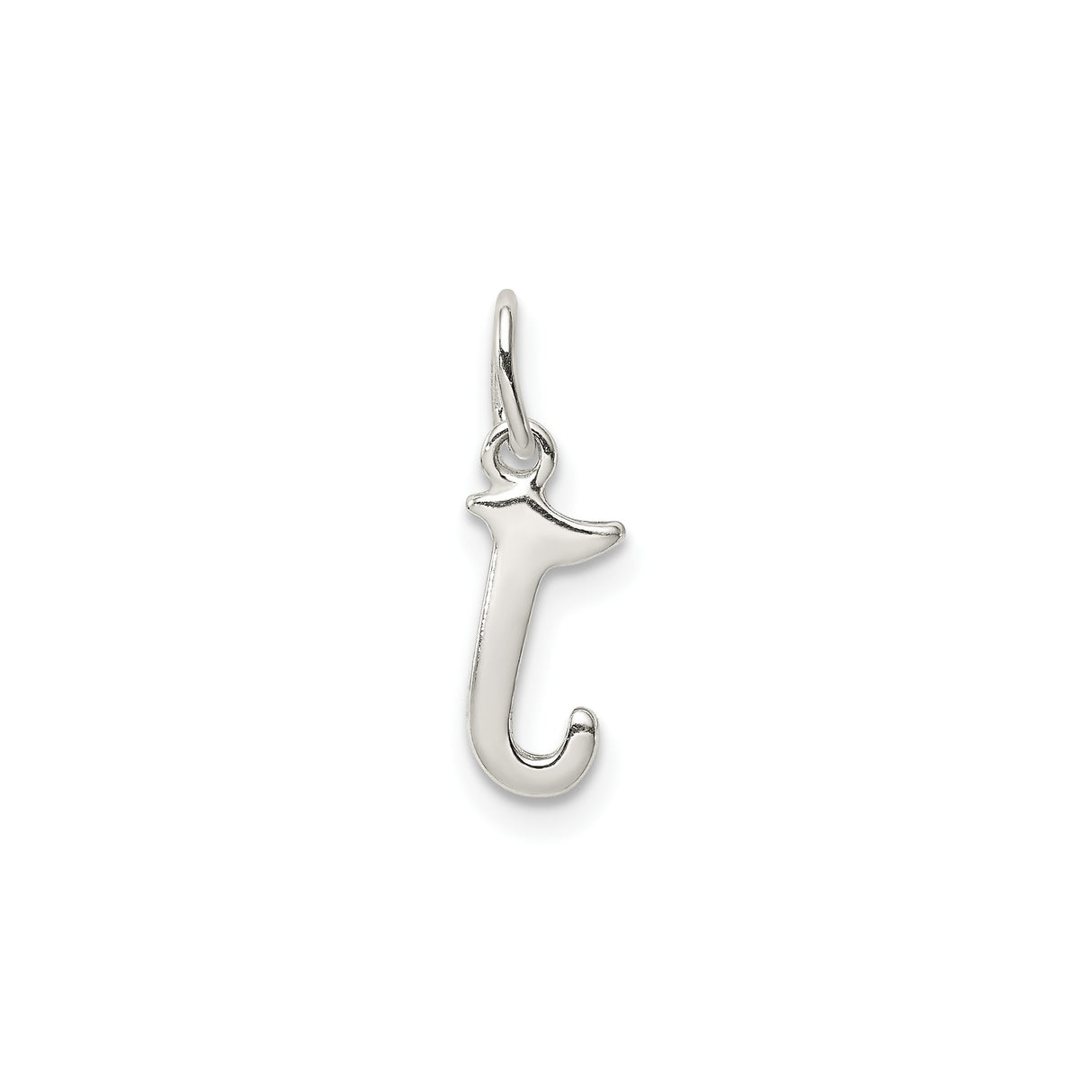 Sterling Silver J Pendant Charm, Polished Alphabet Initial Jewelry for Women or Unisex
