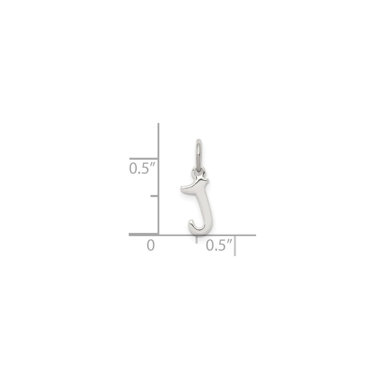 Sterling Silver J Pendant Charm, Polished Alphabet Initial Jewelry for Women or Unisex