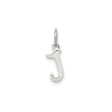 Sterling Silver J Pendant Charm, Polished Alphabet Initial Jewelry for Women or Unisex