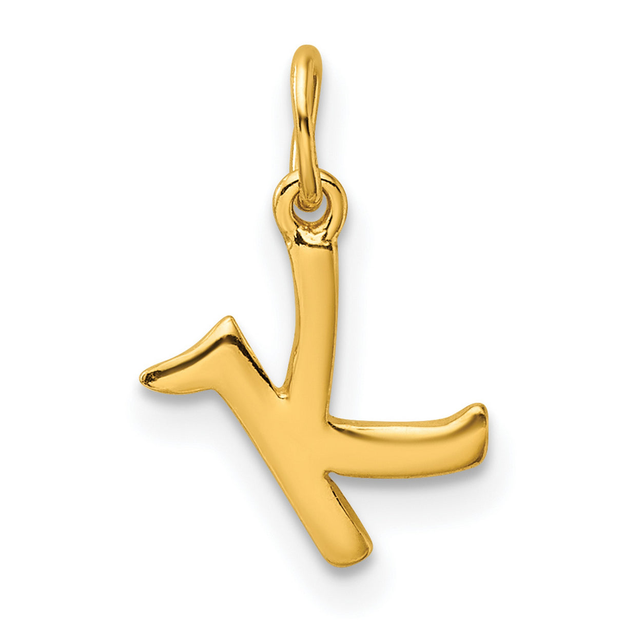 Polished Letter K Initial Charm Pendant in Real 925 Sterling SIlver