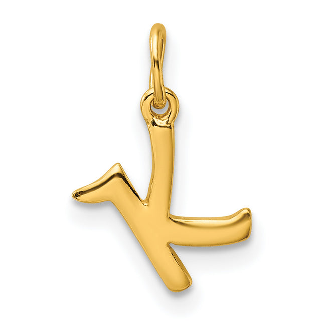 Polished Letter K Initial Charm Pendant in Real 925 Sterling SIlver