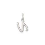 Sterling Silver Initial N Pendant, Script Style Letter Charm, Dainty Monogram Jewelry for Women