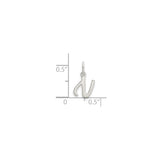 Sterling Silver Initial N Pendant, Script Style Letter Charm, Dainty Monogram Jewelry for Women