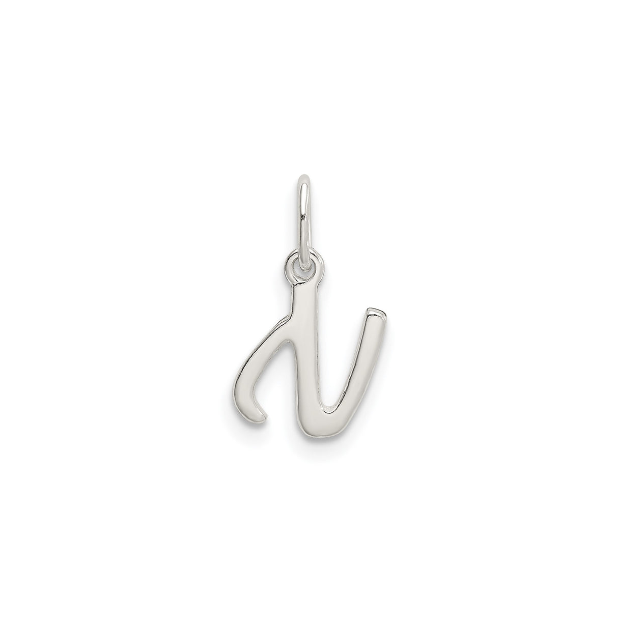 Sterling Silver Initial N Pendant, Script Style Letter Charm, Dainty Monogram Jewelry for Women
