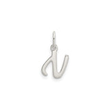 Sterling Silver Initial N Pendant, Script Style Letter Charm, Dainty Monogram Jewelry for Women