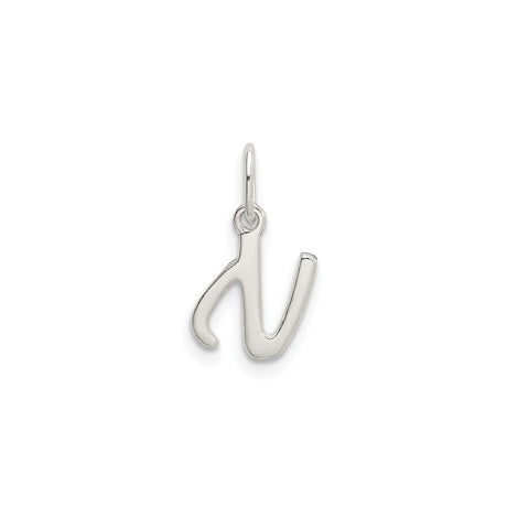 Sterling Silver Initial N Pendant, Script Style Letter Charm, Dainty Monogram Jewelry for Women