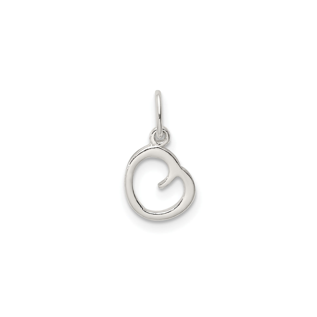 Sterling Silver G Initial Pendant Charm, Open Script Monogram Design for Women