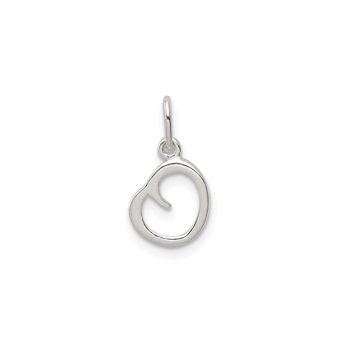 Sterling Silver G Initial Pendant Charm, Open Script Monogram Design for Women
