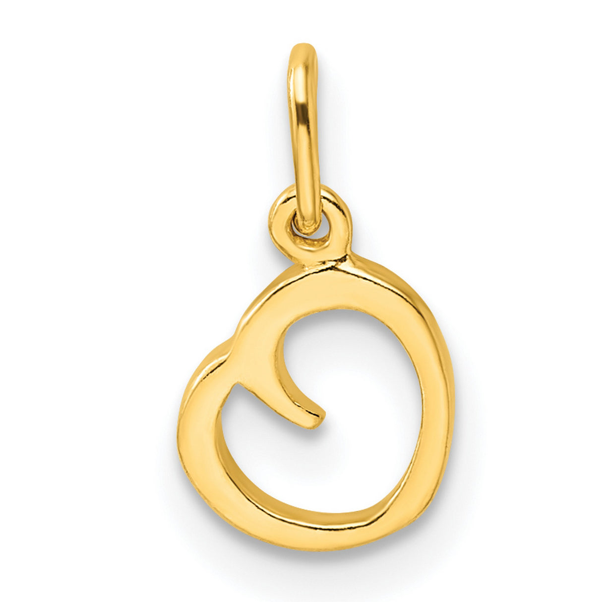 Polished Letter O Initial Charm Pendant in Real 925 Sterling SIlver