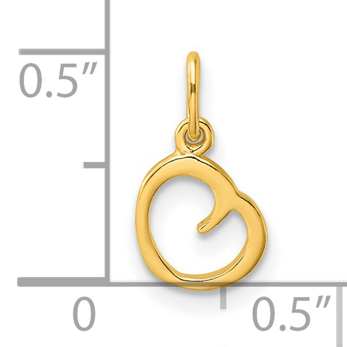 Polished Letter O Initial Charm Pendant in Real 925 Sterling SIlver