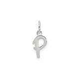 Sterling Silver Letter P Pendant Charm, Lowercase Initial, Minimalist Monogram Jewelry