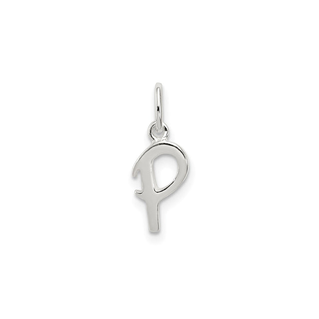 Sterling Silver Letter P Pendant Charm, Lowercase Initial, Minimalist Monogram Jewelry