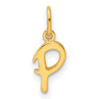 Polished Letter P Initial Charm Pendant in Real 925 Sterling SIlver