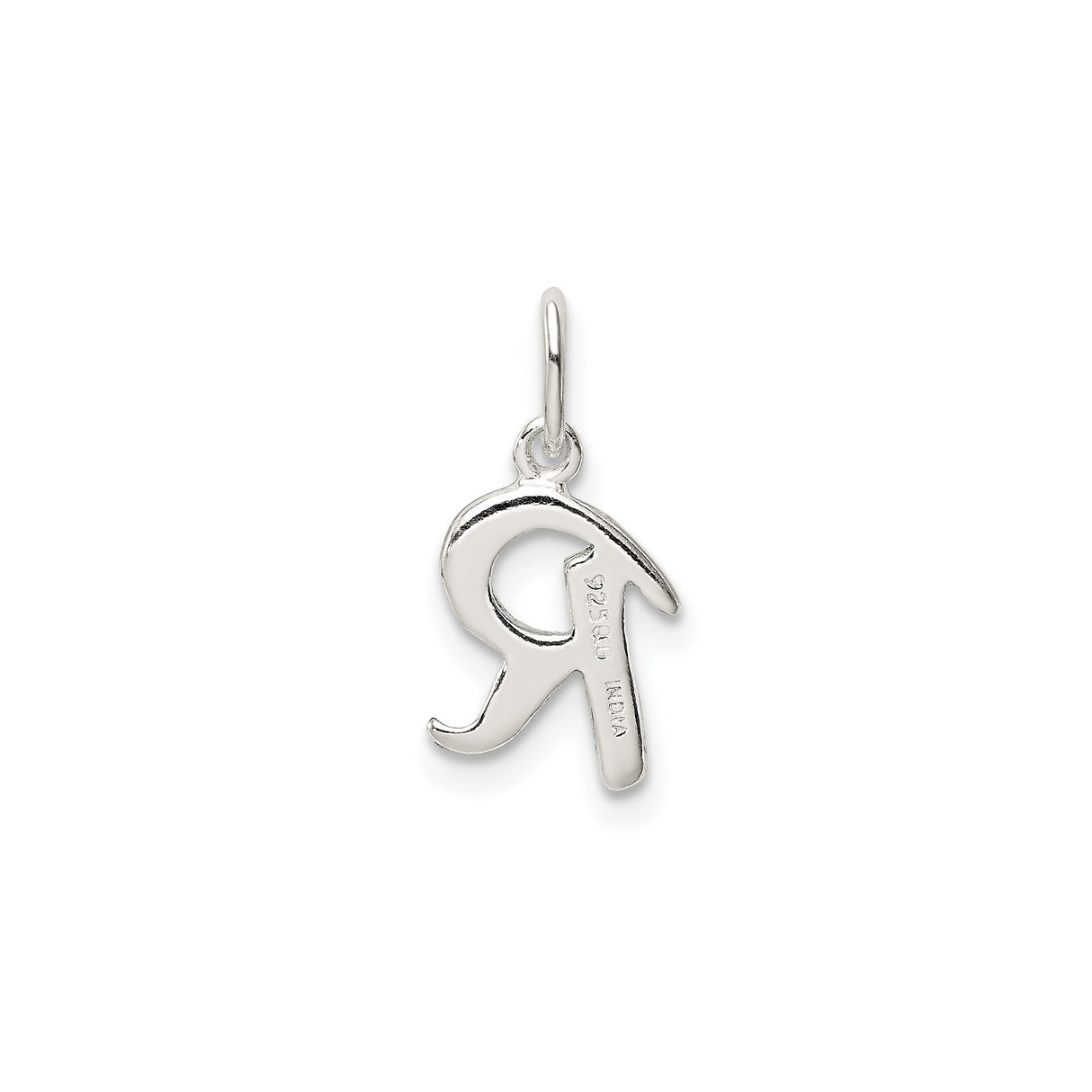 Sterling Silver Letter R Pendant Charm, Cursive Script Initial Jewelry for Women or Unisex Wear
