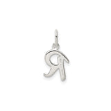 Sterling Silver Letter R Pendant Charm, Cursive Script Initial Jewelry for Women or Unisex Wear