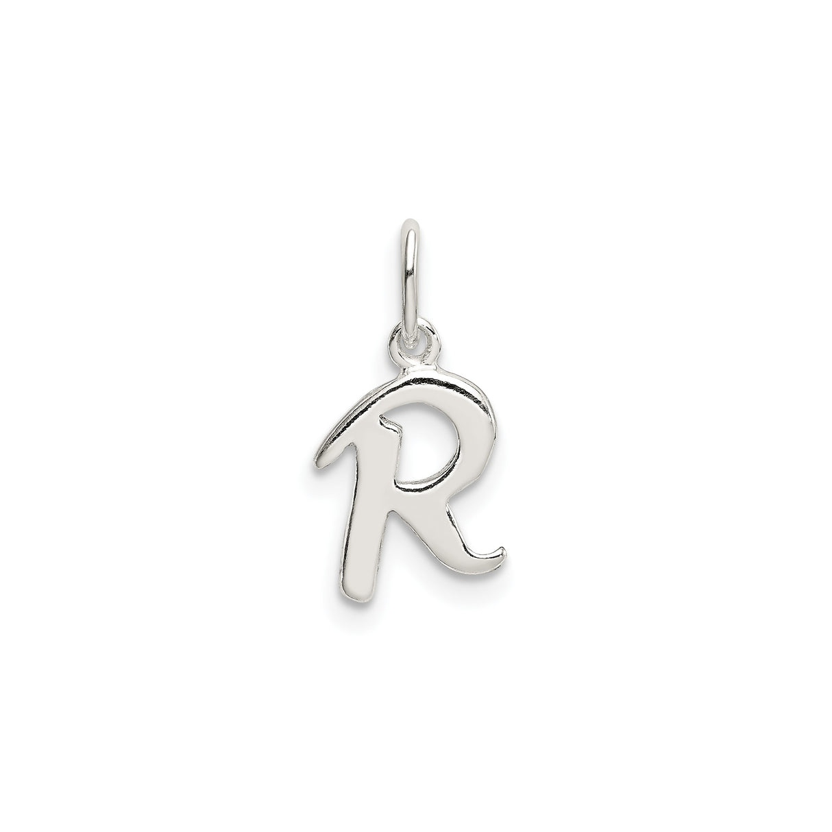 Sterling Silver Letter R Pendant Charm, Cursive Script Initial Jewelry for Women or Unisex Wear