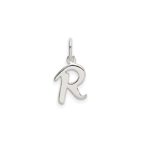Sterling Silver Letter R Pendant Charm, Cursive Script Initial Jewelry for Women or Unisex Wear