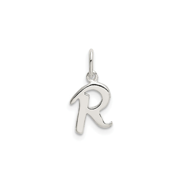 Sterling Silver Letter R Pendant Charm, Cursive Script Initial Jewelry for Women or Unisex Wear