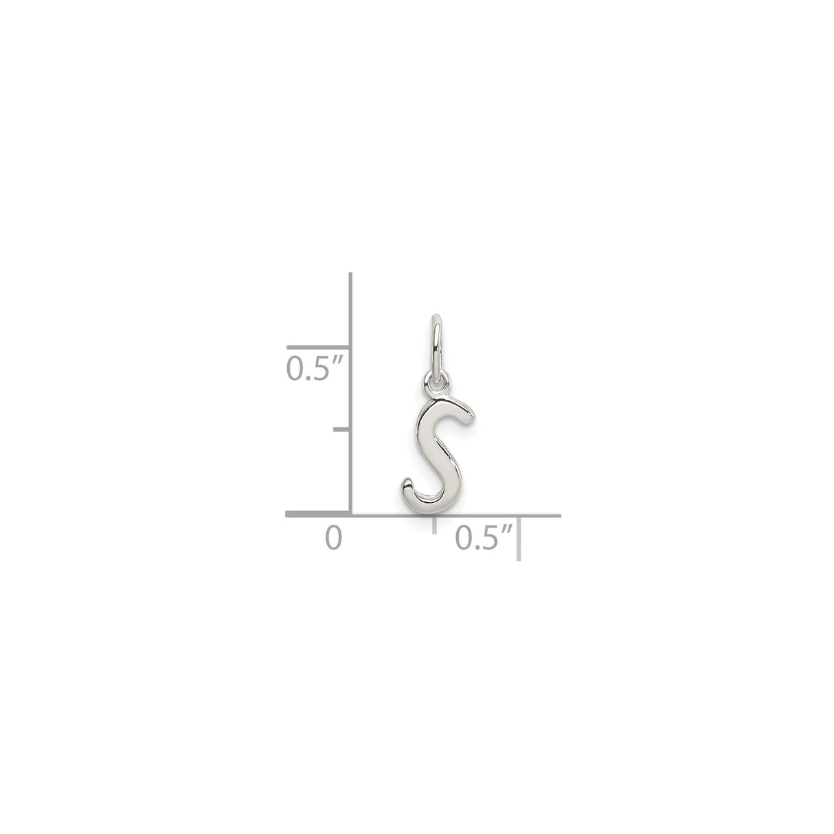 Sterling Silver S Pendant, Polished Initial Letter Charm, Monogram Jewelry for Women or Unisex