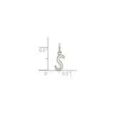 Sterling Silver S Pendant, Polished Initial Letter Charm, Monogram Jewelry for Women or Unisex
