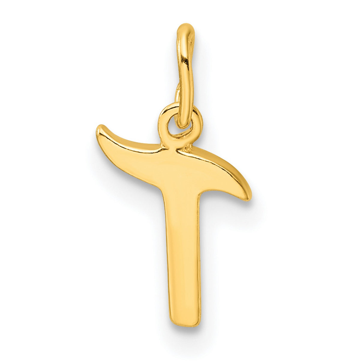 Polished Letter T Initial Charm Pendant in Real 925 Sterling SIlver
