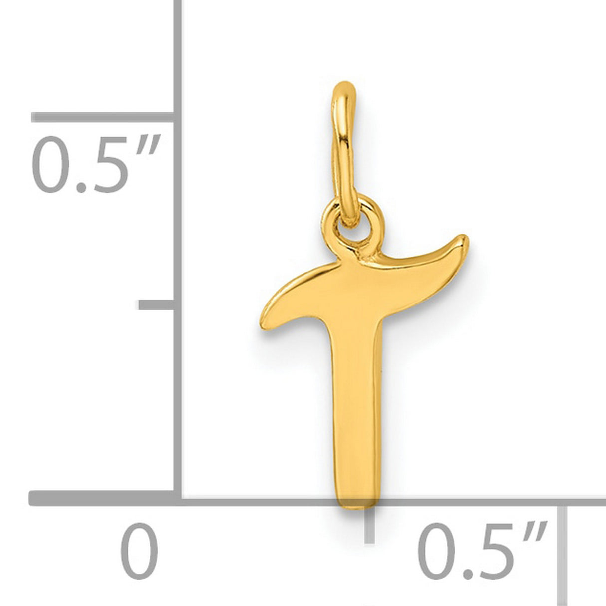 Polished Letter T Initial Charm Pendant in Real 925 Sterling SIlver