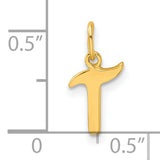 Polished Letter T Initial Charm Pendant in Real 925 Sterling SIlver
