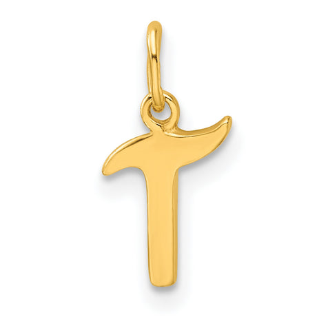 Polished Letter T Initial Charm Pendant in Real 925 Sterling SIlver