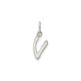 Sterling Silver Initial V Pendant Charm, Polished Letter Design for Women or Unisex Jewelry