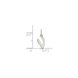 Sterling Silver Initial V Pendant Charm, Polished Letter Design for Women or Unisex Jewelry