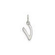 Sterling Silver Initial V Pendant Charm, Polished Letter Design for Women or Unisex Jewelry