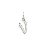 Sterling Silver Initial V Pendant Charm, Polished Letter Design for Women or Unisex Jewelry