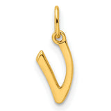 Polished Letter V Initial Charm Pendant in Real 925 Sterling SIlver