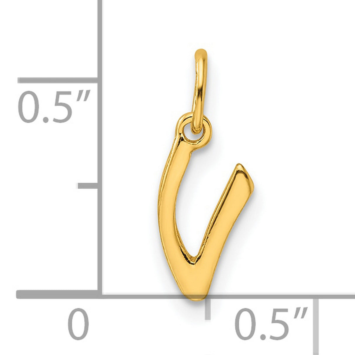 Polished Letter V Initial Charm Pendant in Real 925 Sterling SIlver