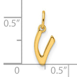 Polished Letter V Initial Charm Pendant in Real 925 Sterling SIlver