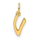 Polished Letter V Initial Charm Pendant in Real 925 Sterling SIlver