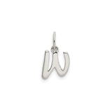 Sterling Silver Letter W Pendant, Script Alphabet Charm for Women or Unisex Wear