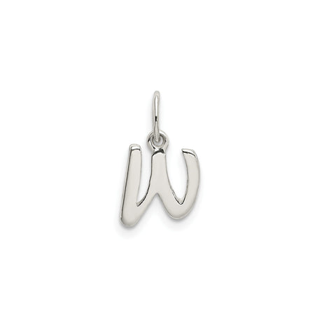 Sterling Silver Letter W Pendant, Script Alphabet Charm for Women or Unisex Wear