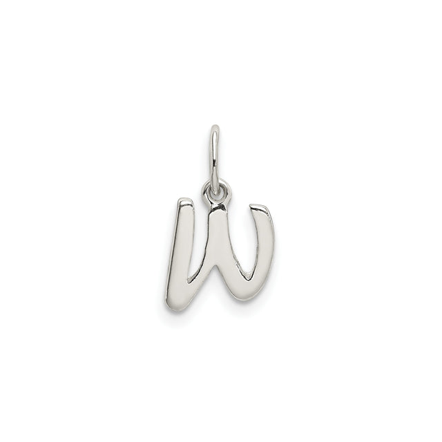 Sterling Silver Letter W Pendant, Script Alphabet Charm for Women or Unisex Wear