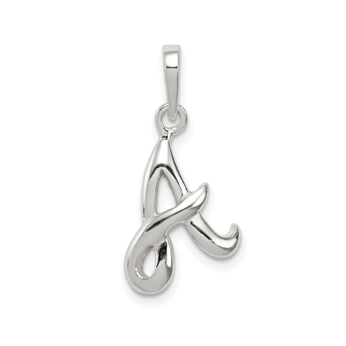 Sterling Silver Initial A Pendant Charm, Cursive Script Letter Monogram Design