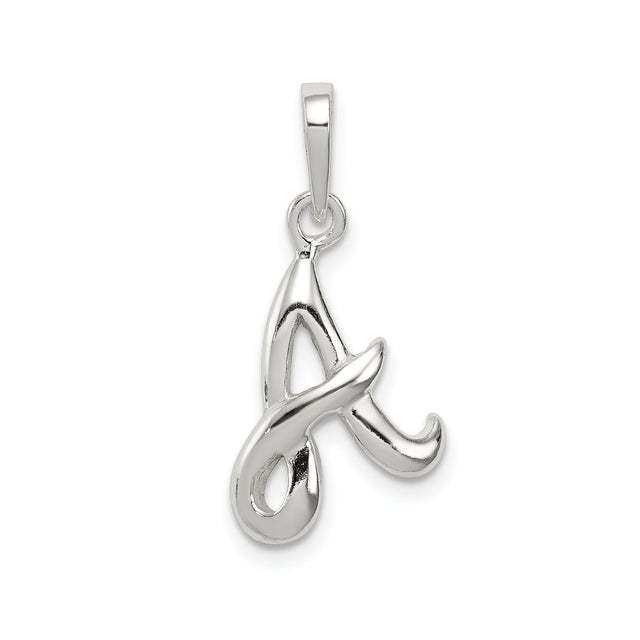 Sterling Silver Initial A Pendant Charm, Cursive Script Letter Monogram Design