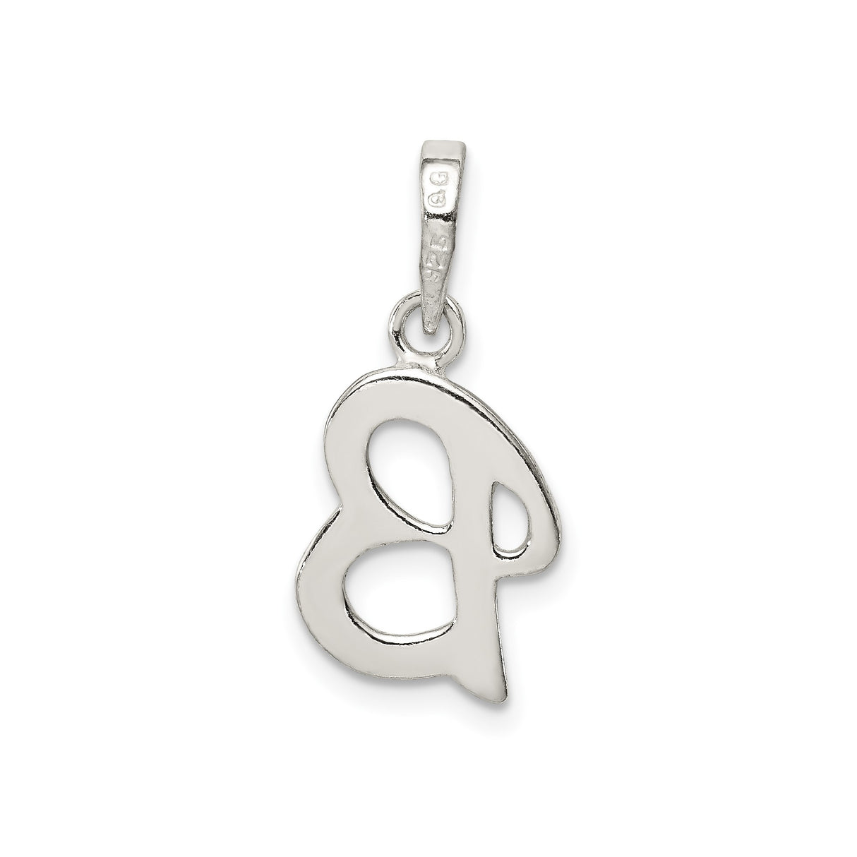 Sterling Silver Letter B Pendant, Script Initial Charm Necklace for Women