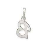 Sterling Silver Letter B Pendant, Script Initial Charm Necklace for Women